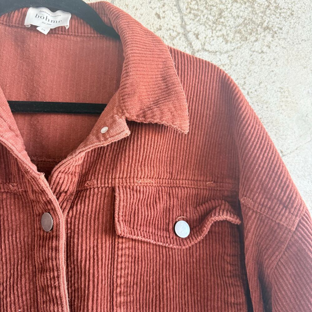 Bohme Corduroy Shirt Jacket Rust Brown Shacket Womens M Raw Hem Earthy Basic - Picture 3 of 10
